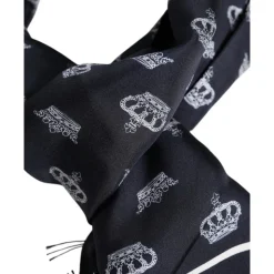 Black Silk Crown Fringes Men Scarf