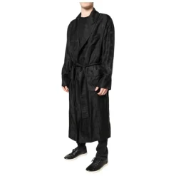Black Silk DG Logo Men Wrap Jacket