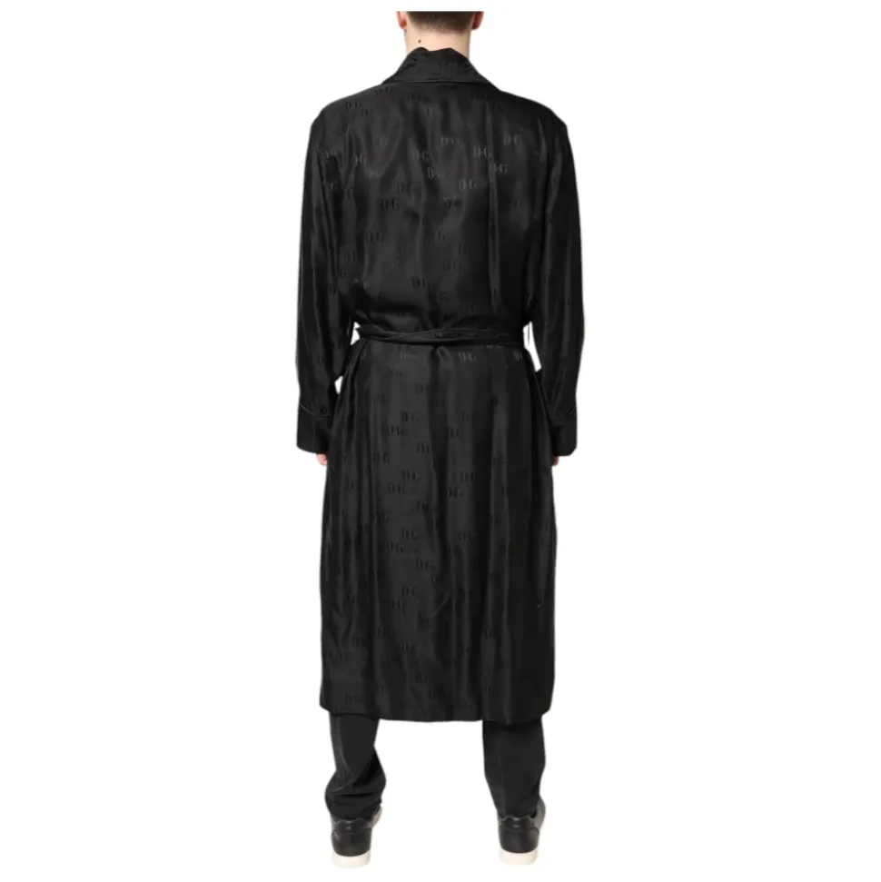Black Silk DG Logo Men Wrap Jacket