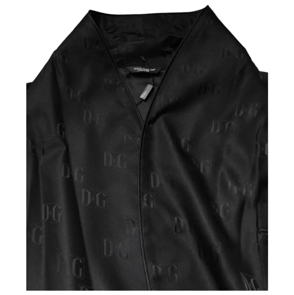 Black Silk DG Logo Men Wrap Jacket