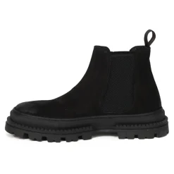 Black Suede Flat Shoes Elastic Closure