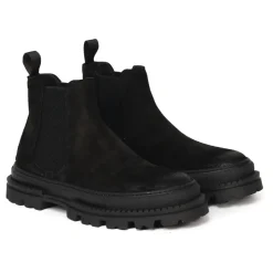 Black Suede Flat Shoes Elastic Closure