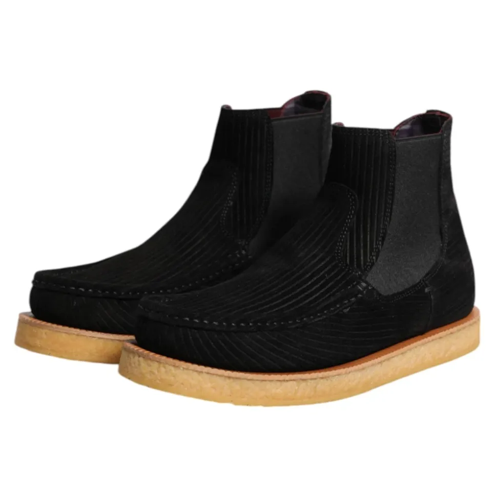Black Suede Slip On Ankle Boots