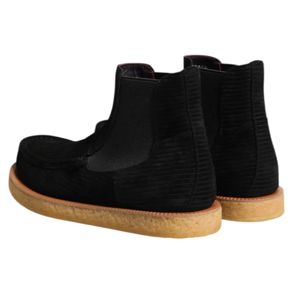 Black Suede Slip On Ankle Boots