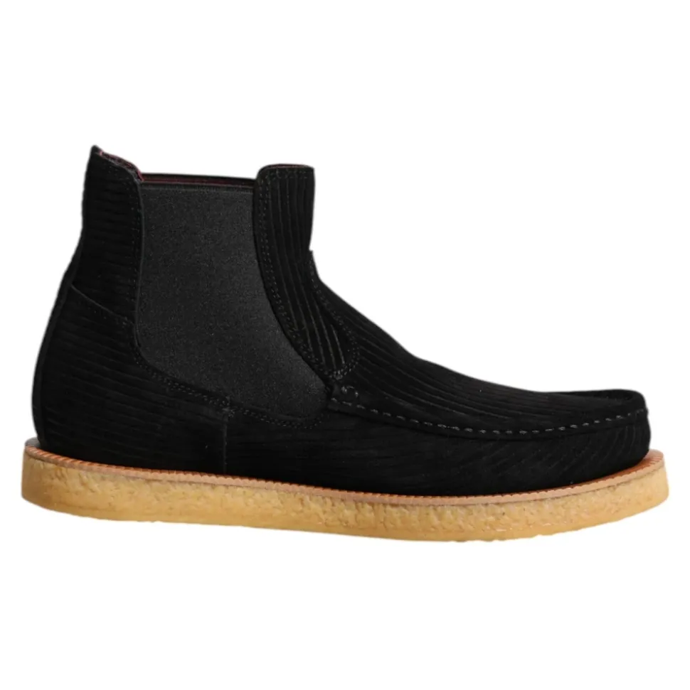 Black Suede Slip On Ankle Boots