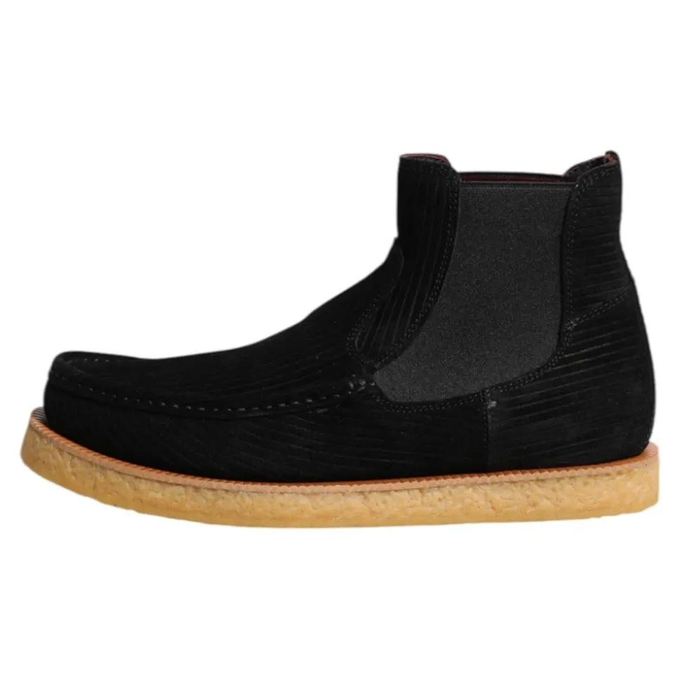 Black Suede Slip On Ankle Boots