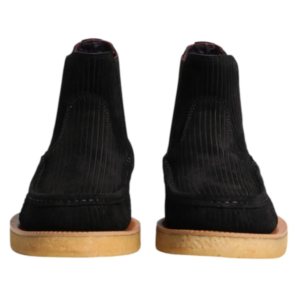 Black Suede Slip On Ankle Boots