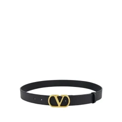 Black VLogo Signature Belt in Shiny Calfskin