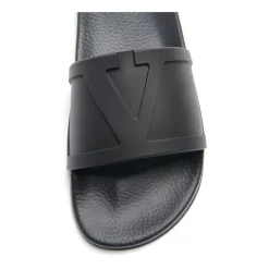 Black VLogo Signature Flat Sandals