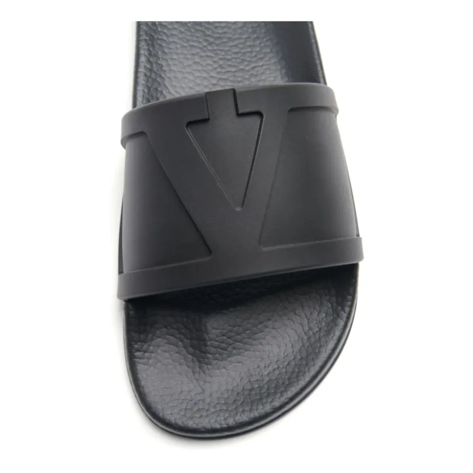 Black VLogo Signature Flat Sandals