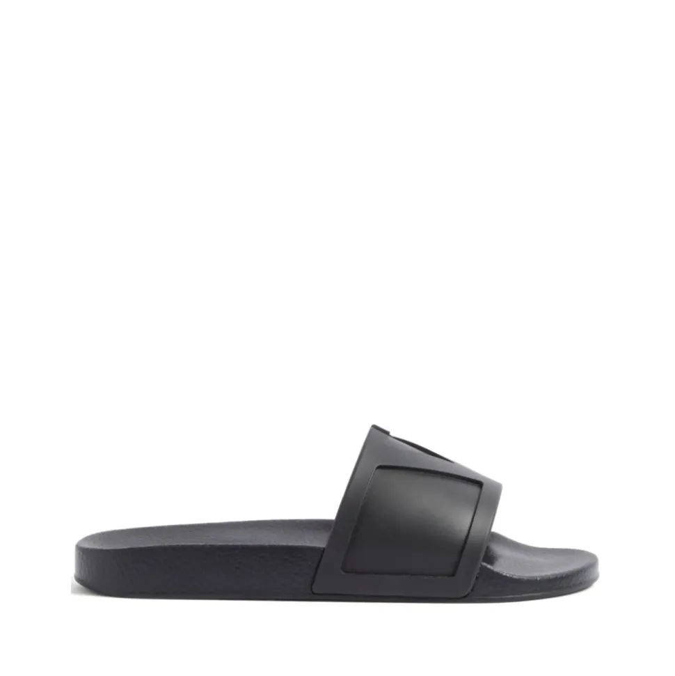 Black VLogo Signature Flat Sandals