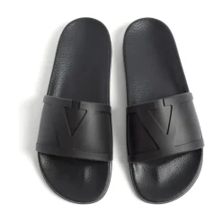 Black VLogo Signature Flat Sandals
