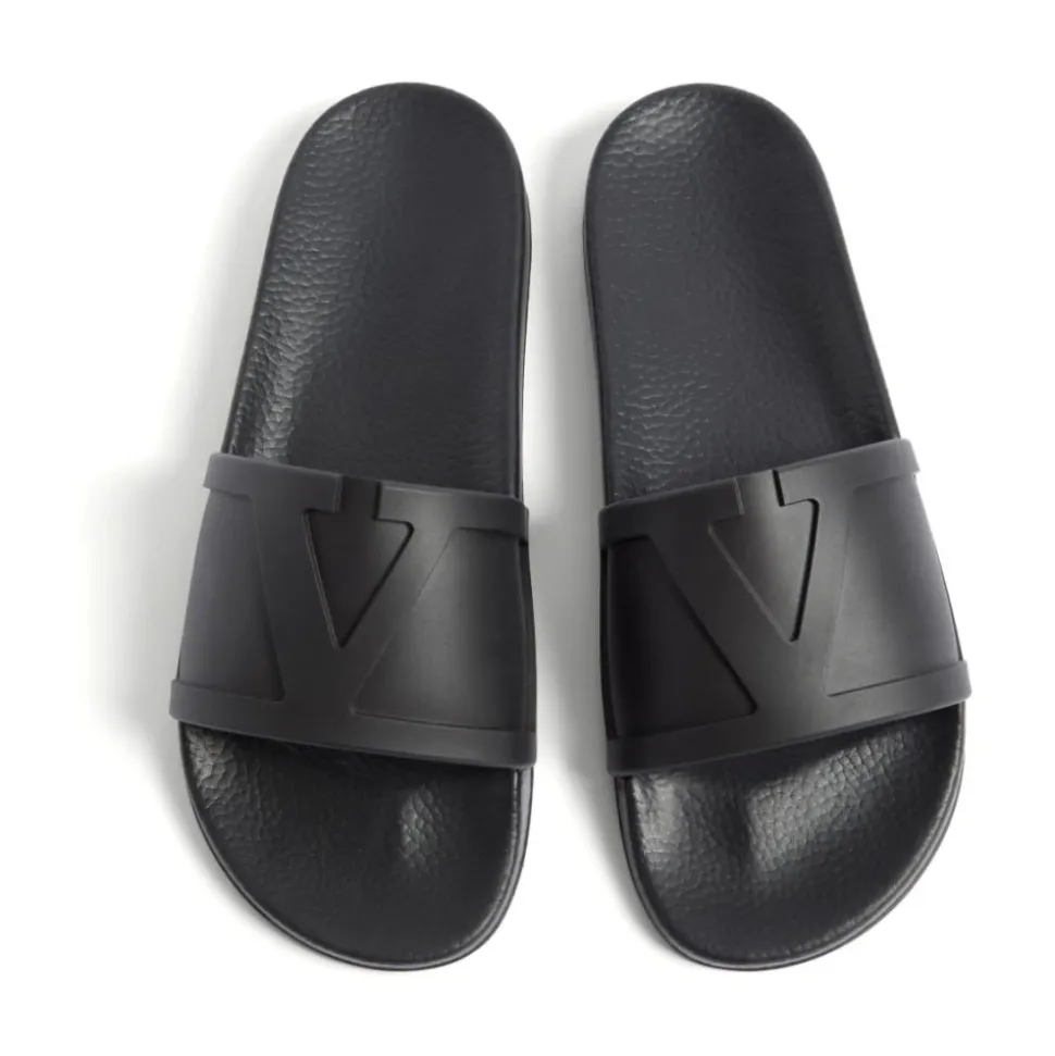Black VLogo Signature Flat Sandals