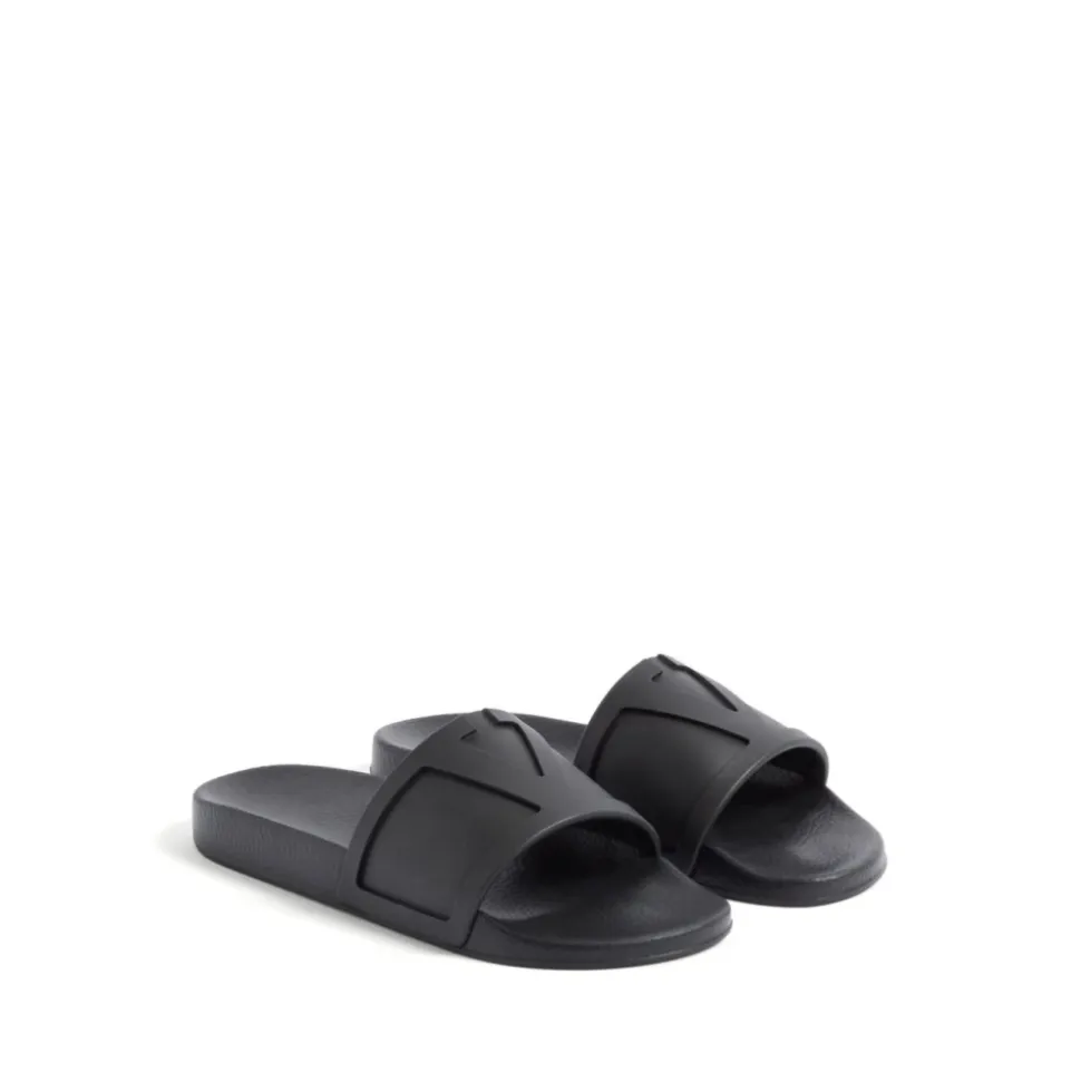 Black VLogo Signature Flat Sandals
