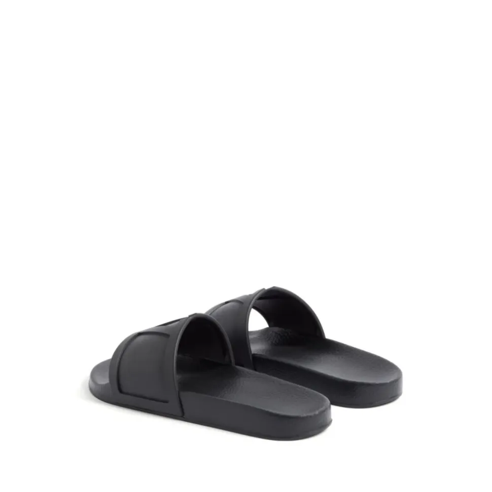 Black VLogo Signature Flat Sandals