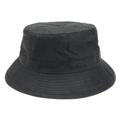Black Waxed Cotton Bucket Hat
