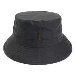 Black Waxed Cotton Bucket Hat