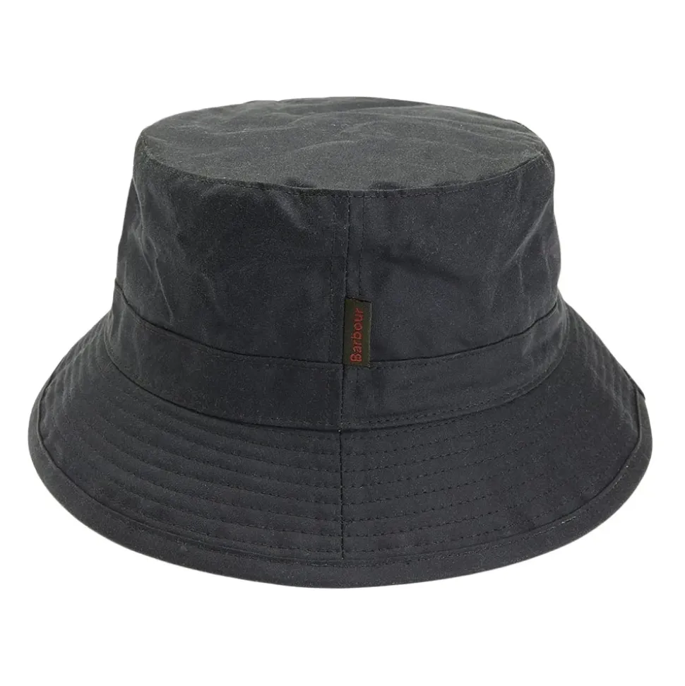 Black Waxed Cotton Bucket Hat