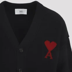 Black Wool V-Neck Cardigan AW25