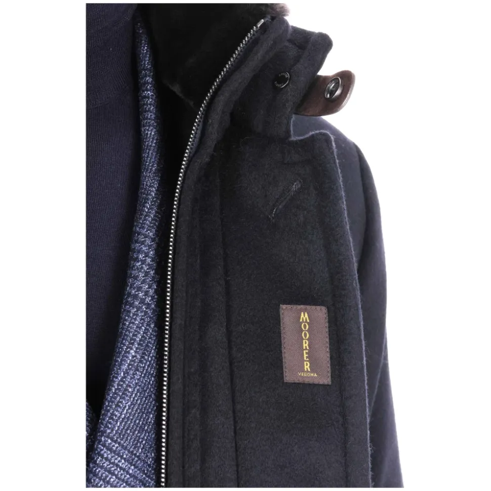 Blue Beaver Wool Cashmere Down Jacket