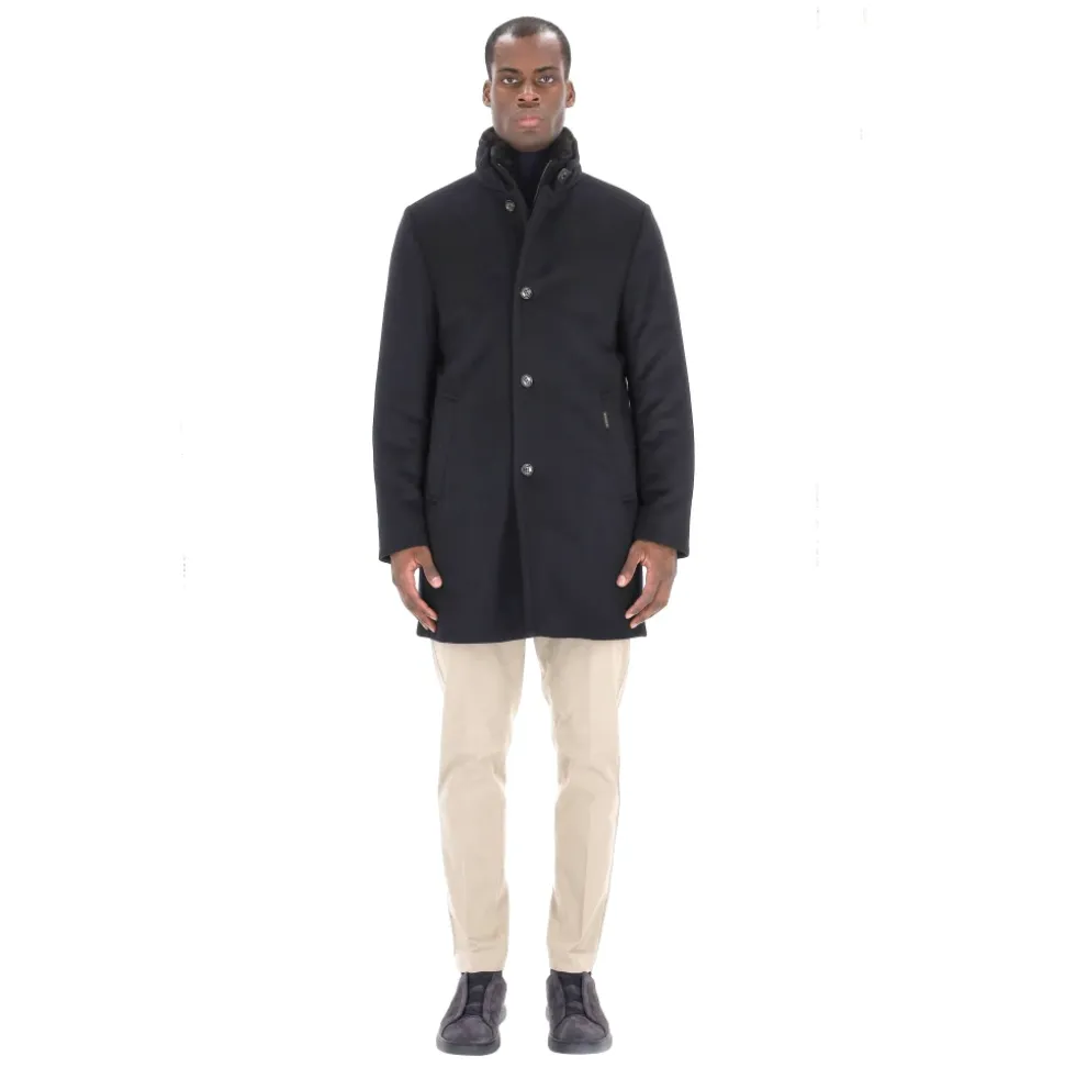 Blue Beaver Wool Cashmere Down Jacket