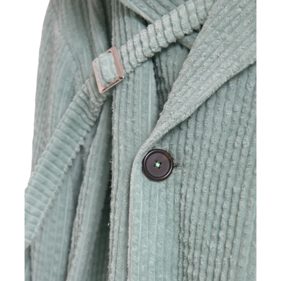 Blue Corduroy Trench Coat Jacket