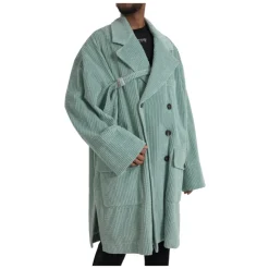 Blue Corduroy Trench Coat Jacket