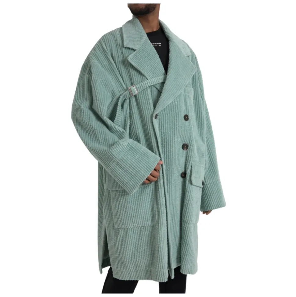 Blue Corduroy Trench Coat Jacket