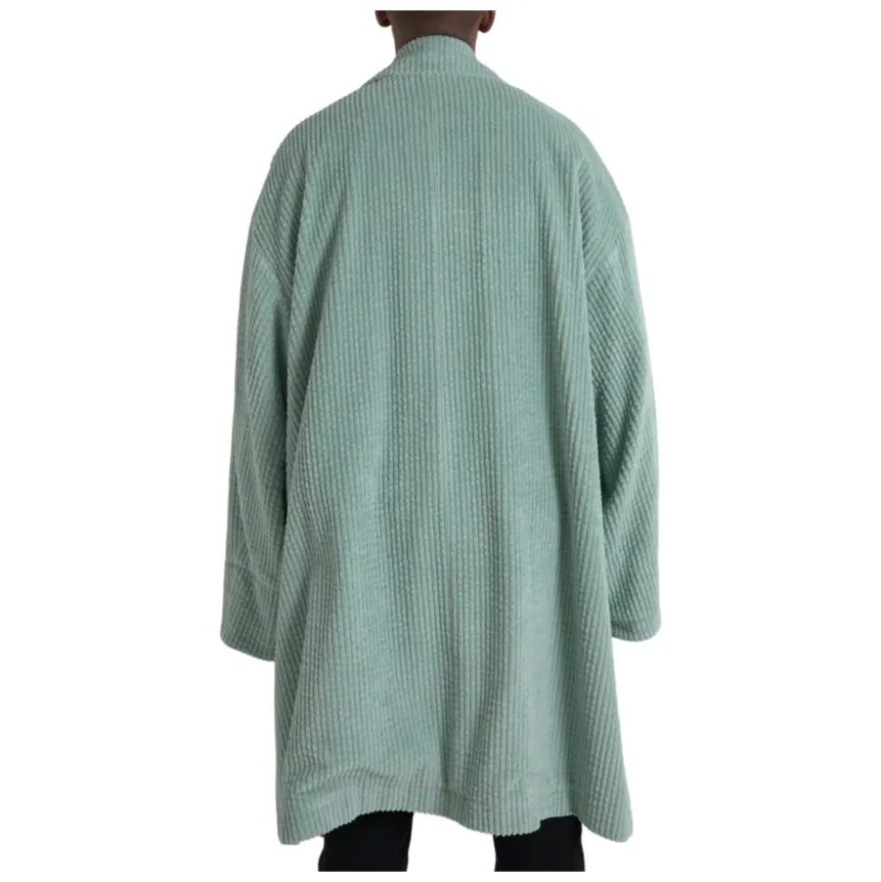 Blue Corduroy Trench Coat Jacket