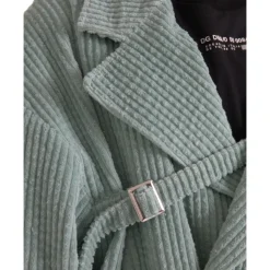 Blue Corduroy Trench Coat Jacket