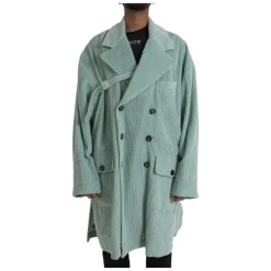 Blue Corduroy Trench Coat Jacket