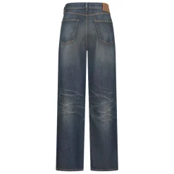 Blue Cotton Faded Wash Jeans Button Fly