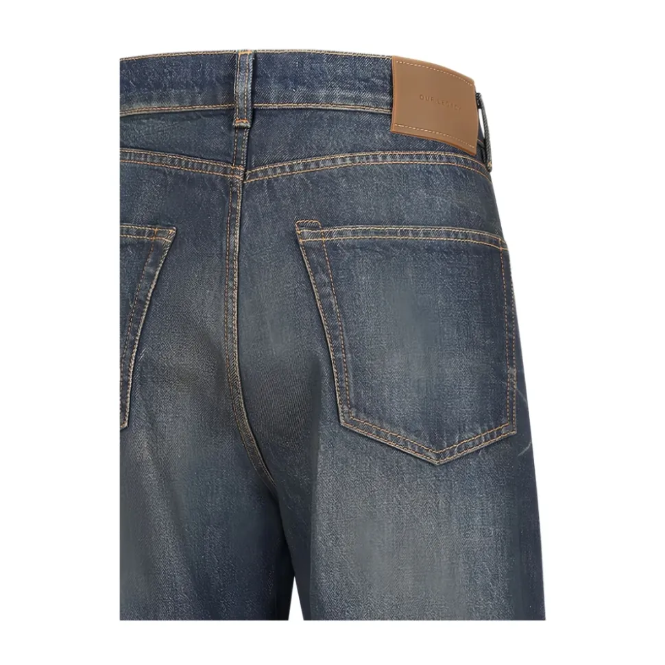 Blue Cotton Faded Wash Jeans Button Fly