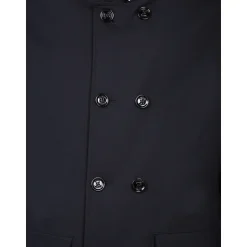 Blue Double-Breasted Three-Quarter Coat