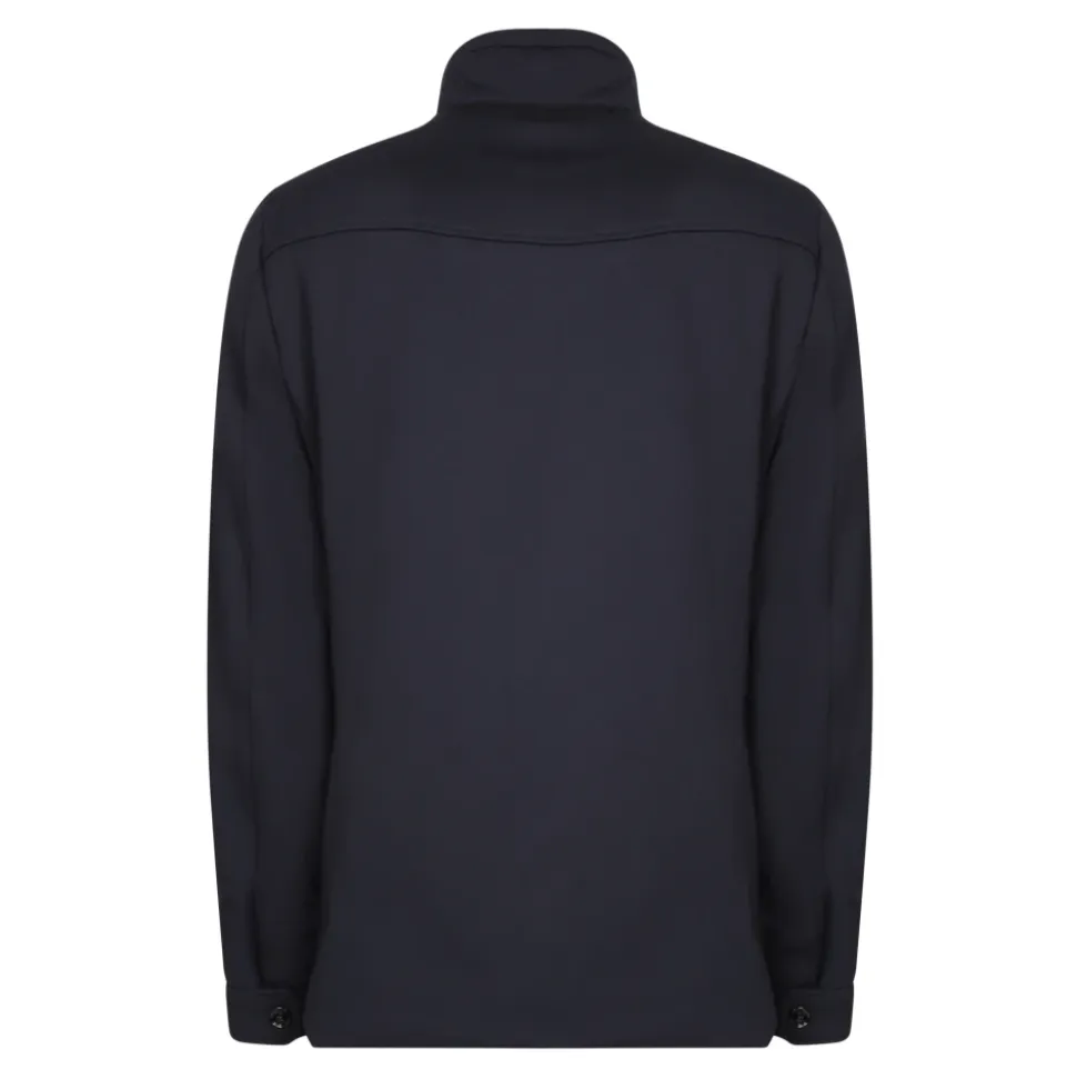 Blue Double-Breasted Three-Quarter Coat
