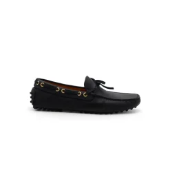 Blue Leather Moccasin Flats