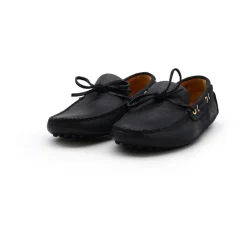Blue Leather Moccasin Flats
