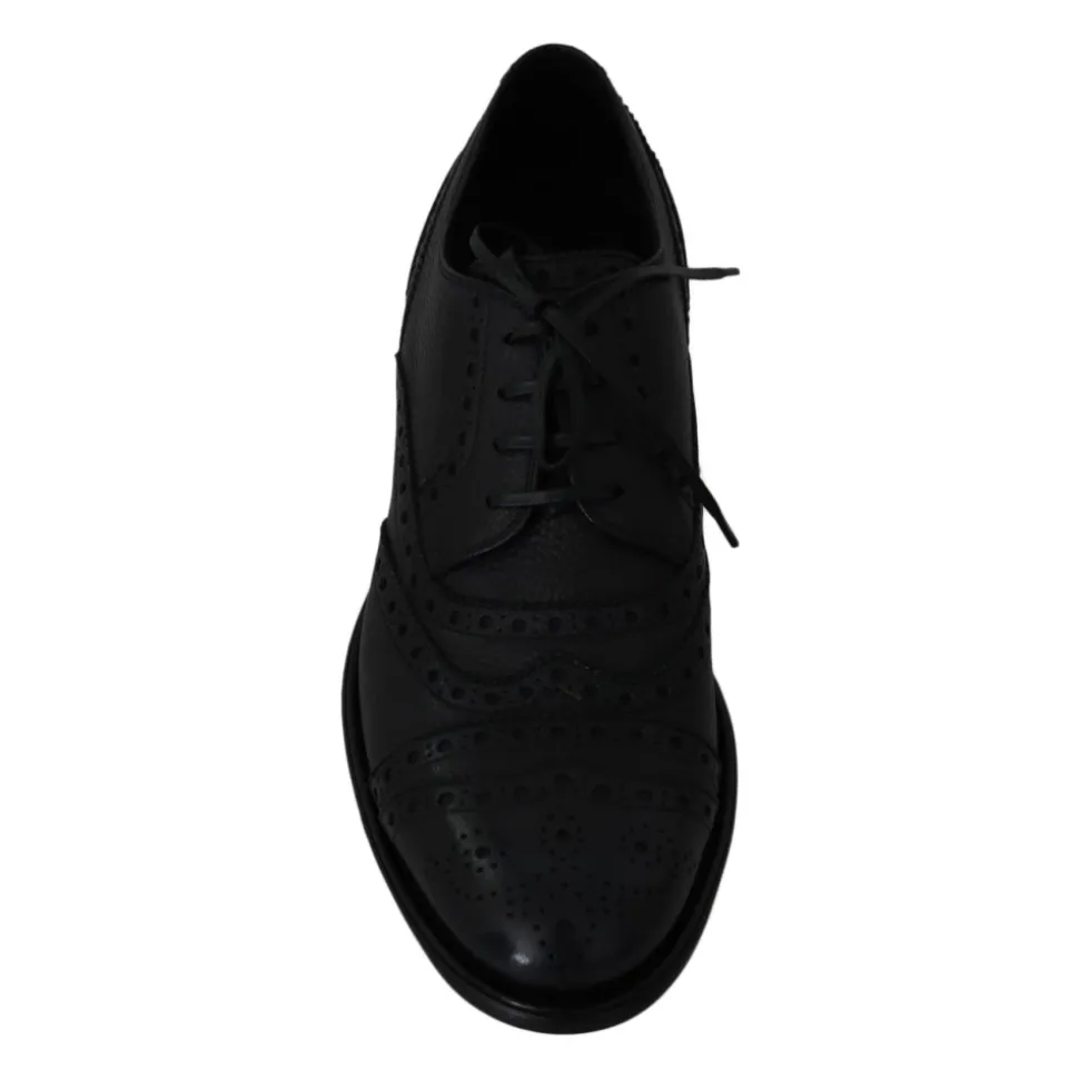 Blue Leather Wingtip Dress Shoes