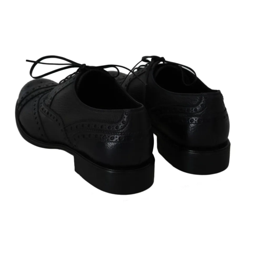Blue Leather Wingtip Dress Shoes
