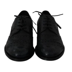 Blue Leather Wingtip Dress Shoes