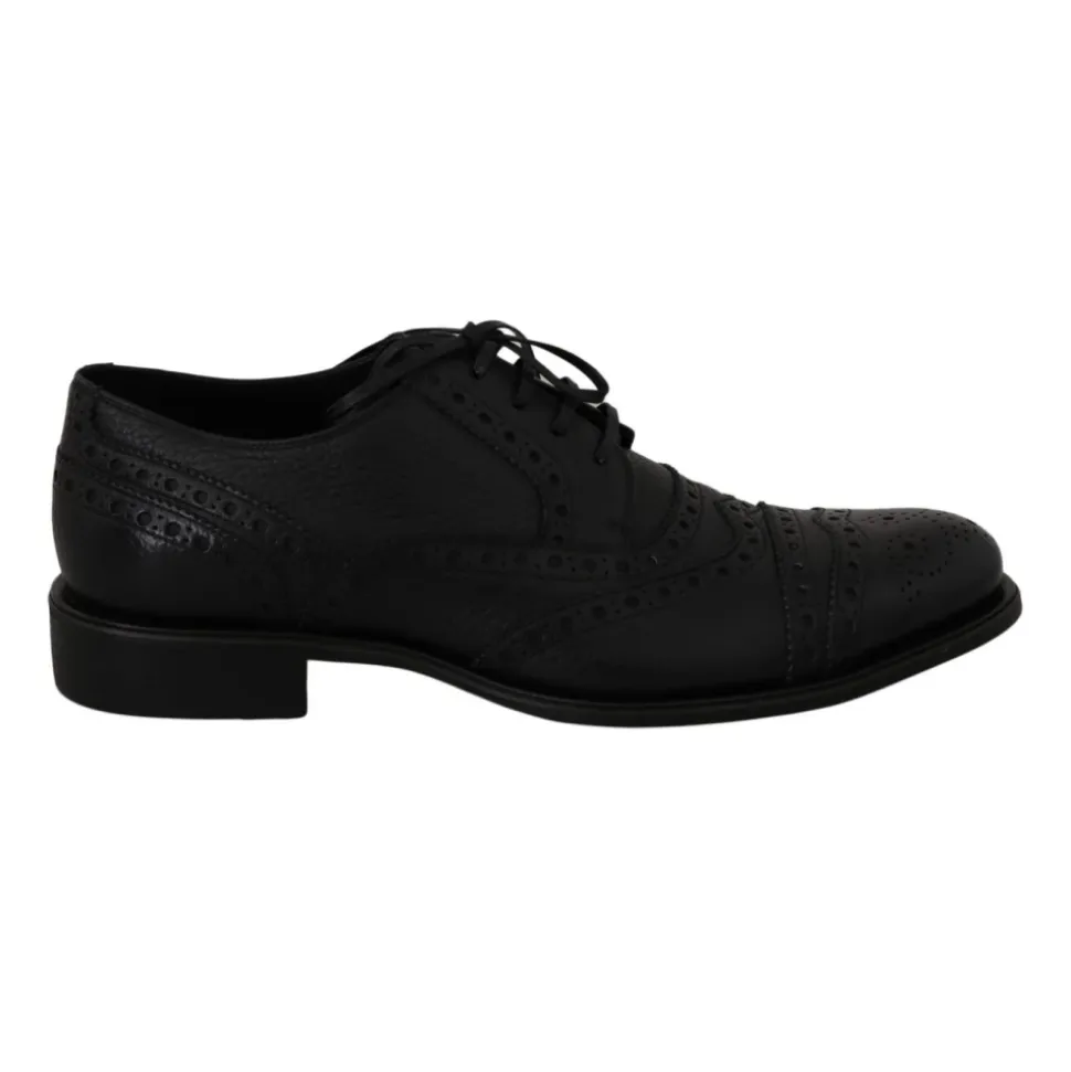 Blue Leather Wingtip Dress Shoes