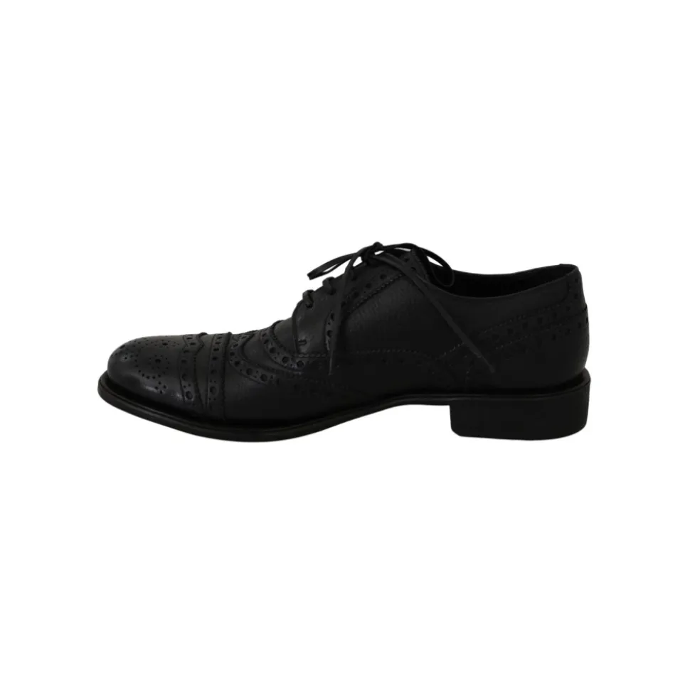 Blue Leather Wingtip Dress Shoes