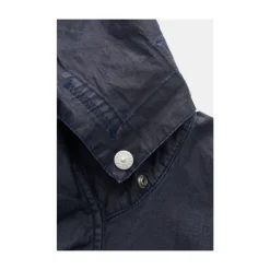 Blue Linen Hooded Blouson Jacket