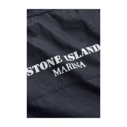 Blue Linen Hooded Blouson Jacket