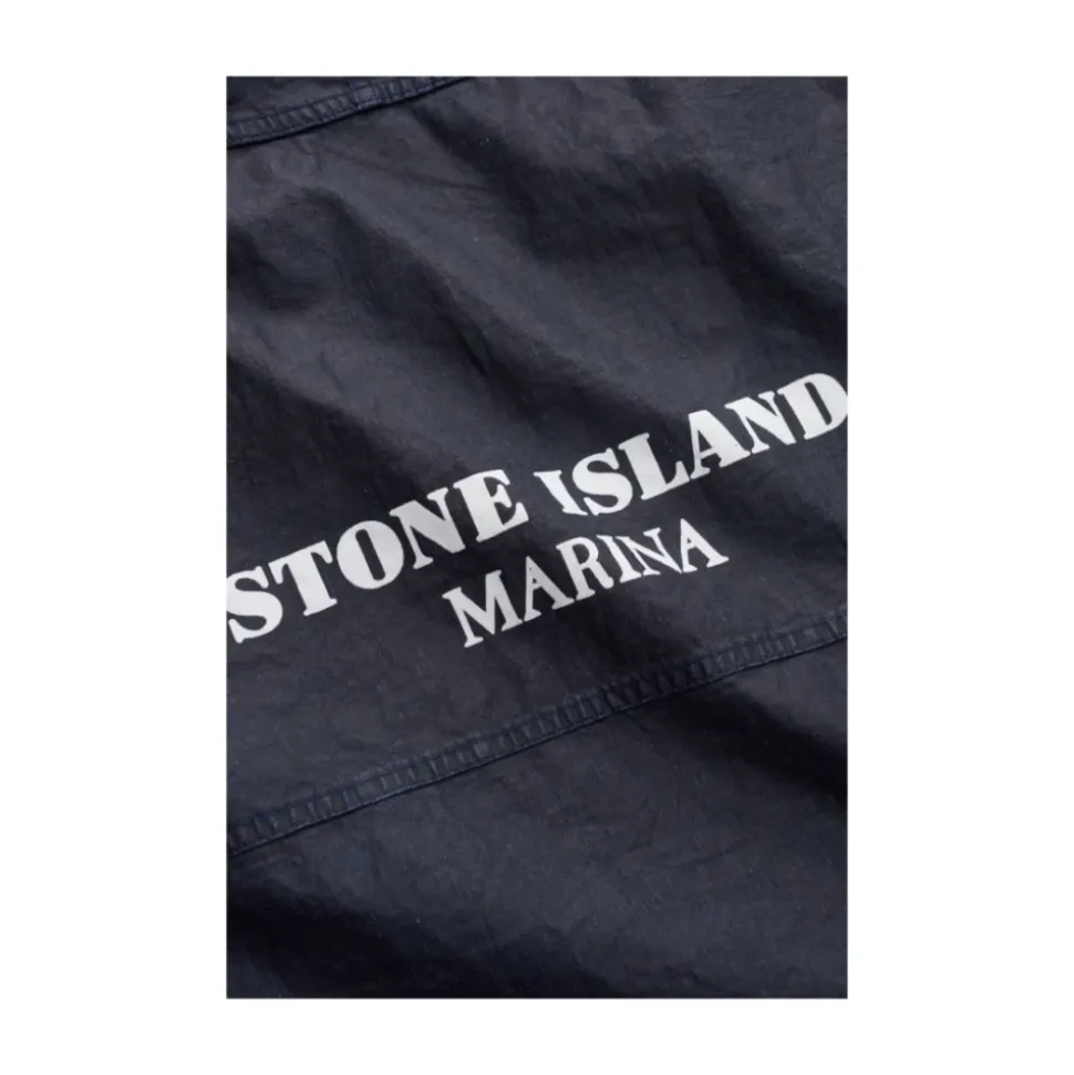 Blue Linen Hooded Blouson Jacket