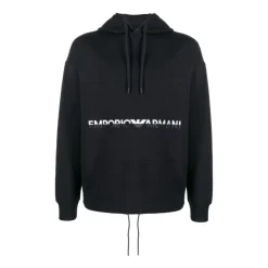 Blue Logo-Embroidered Cotton Hoodie