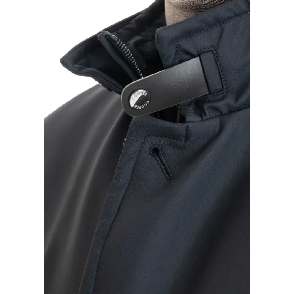 Blue Quilted Down Coat