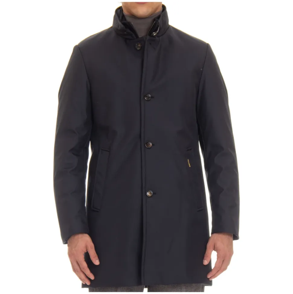 Blue Quilted Down Coat