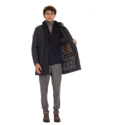 Blue Quilted Down Coat