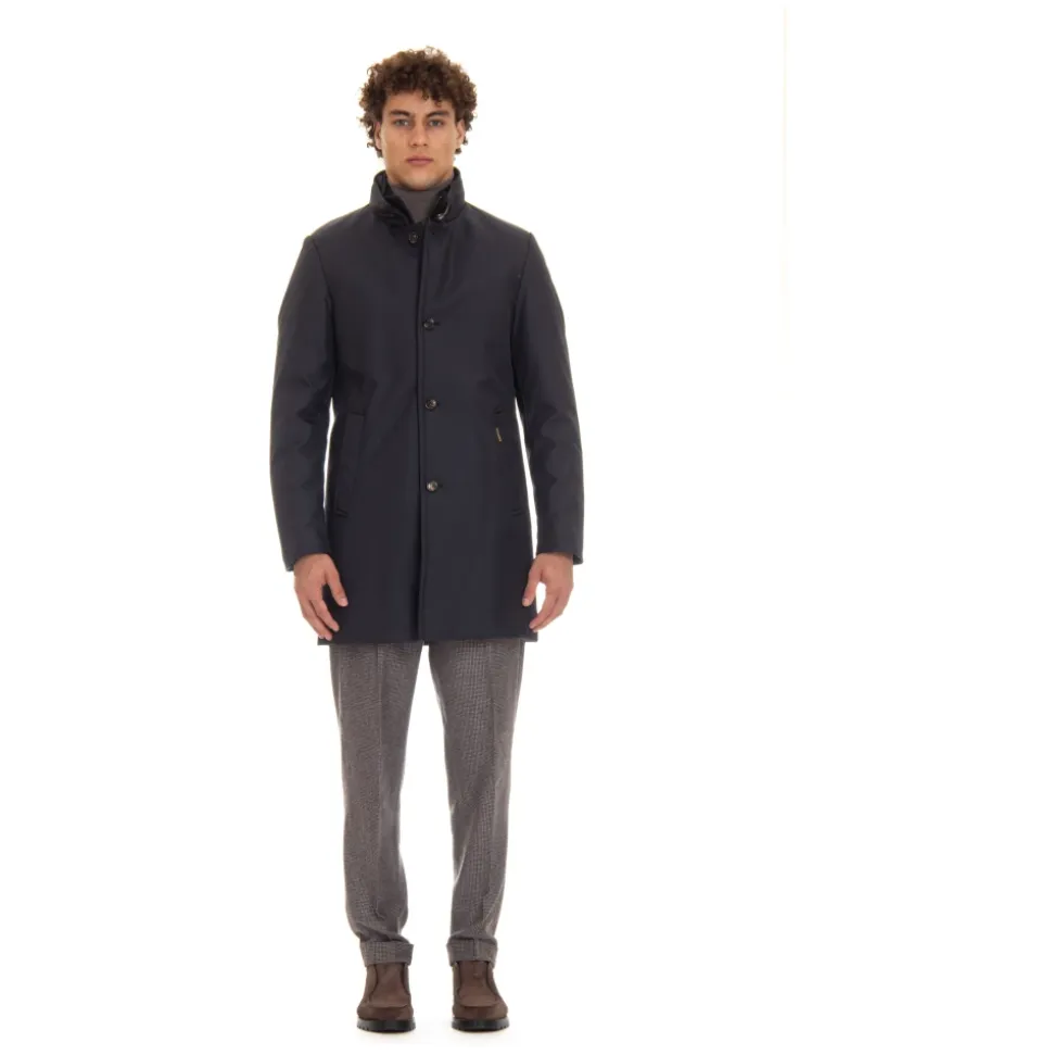 Blue Quilted Down Coat